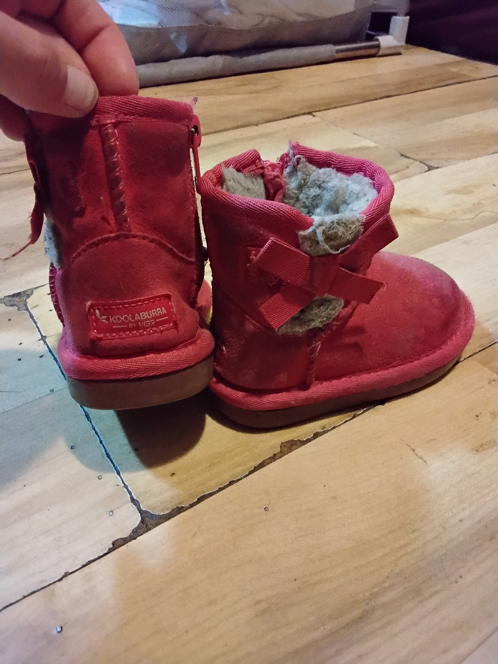 Koolaburra Kids Pink Shearling Bow Boots